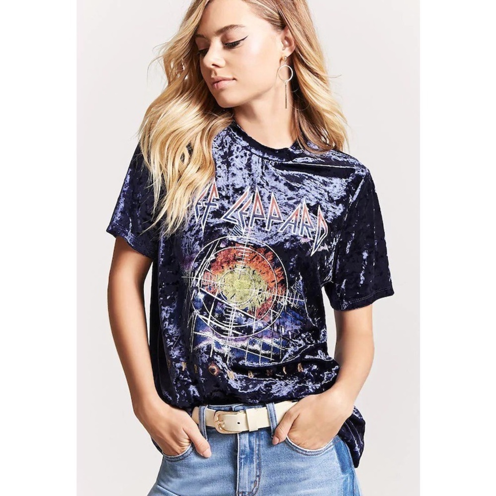 Forever 21 Def Leppard Crushed Velvet Tee